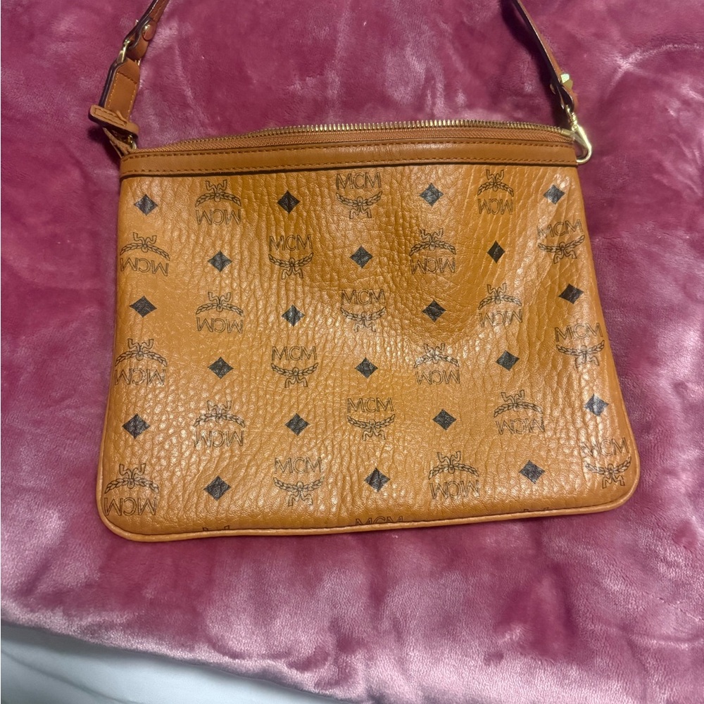 MCM Cognac Visetos Shoulder Bag